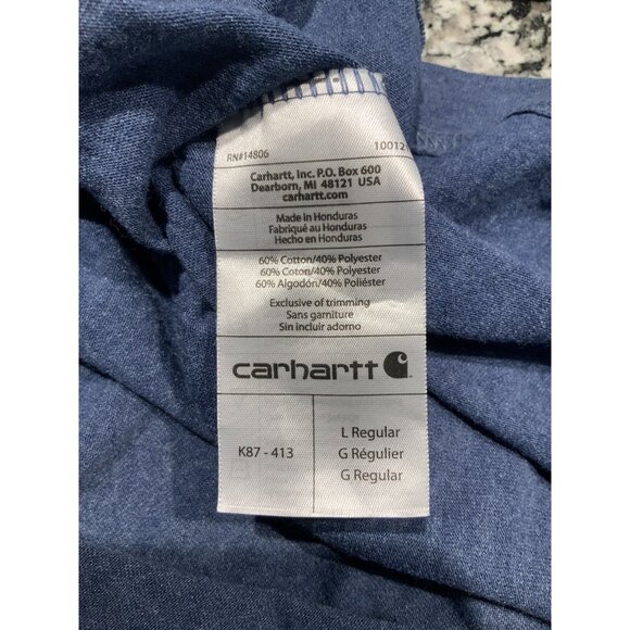 Carhartt T-Shirt Large Mens Pocket  Original Fit Blue - Picture 6 of 7